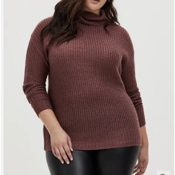 Torrid Turtleneck Knit Sweater Tunic Size 2 Rose Plus Size 2X - Picture 1 of 7